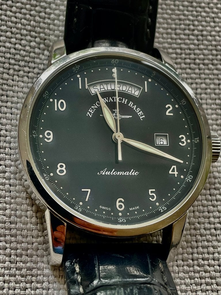 Zeno Watch Magellano Big Day, zwart, automaat, goede staat, Staal, Polshorloge, Ophalen, Overige merken