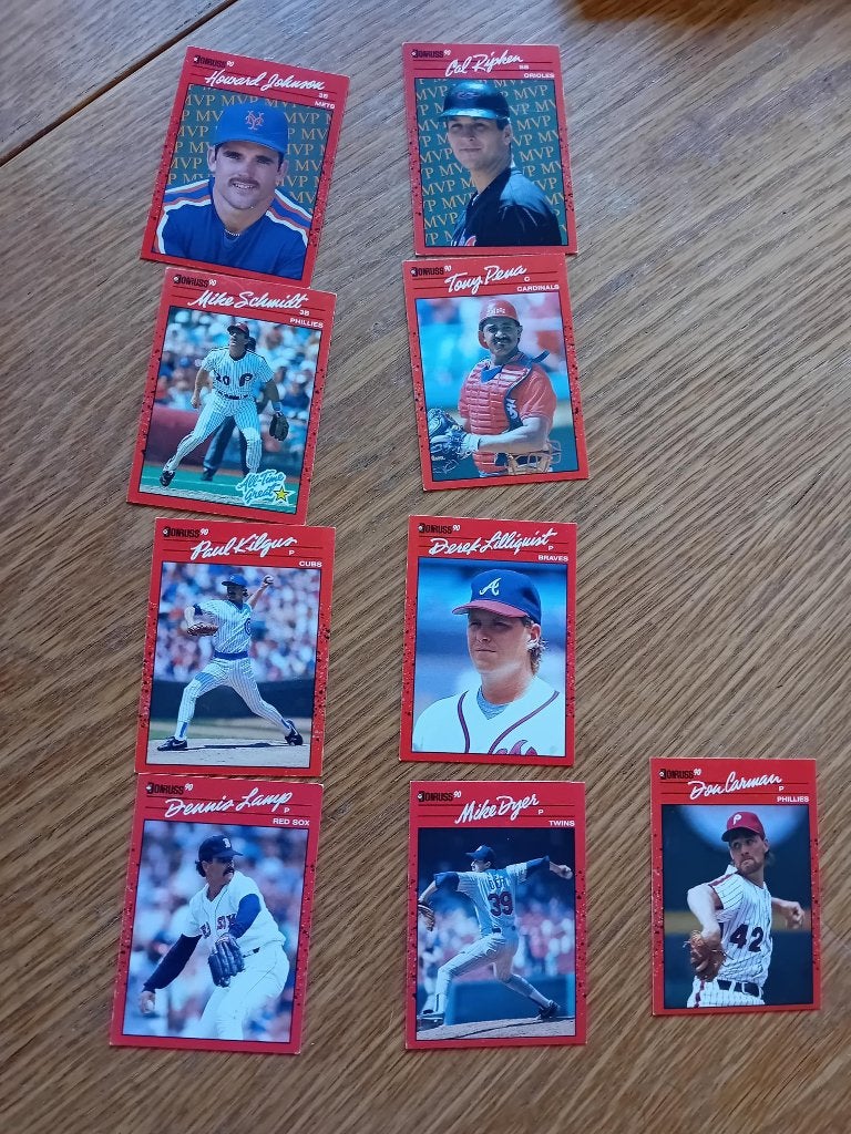 Honkbal - Baseball trading cards Donruss 1990 - 9 stuks, Verzamelen, Ophalen of Verzenden, Zo goed als nieuw, Buitenlandse clubs