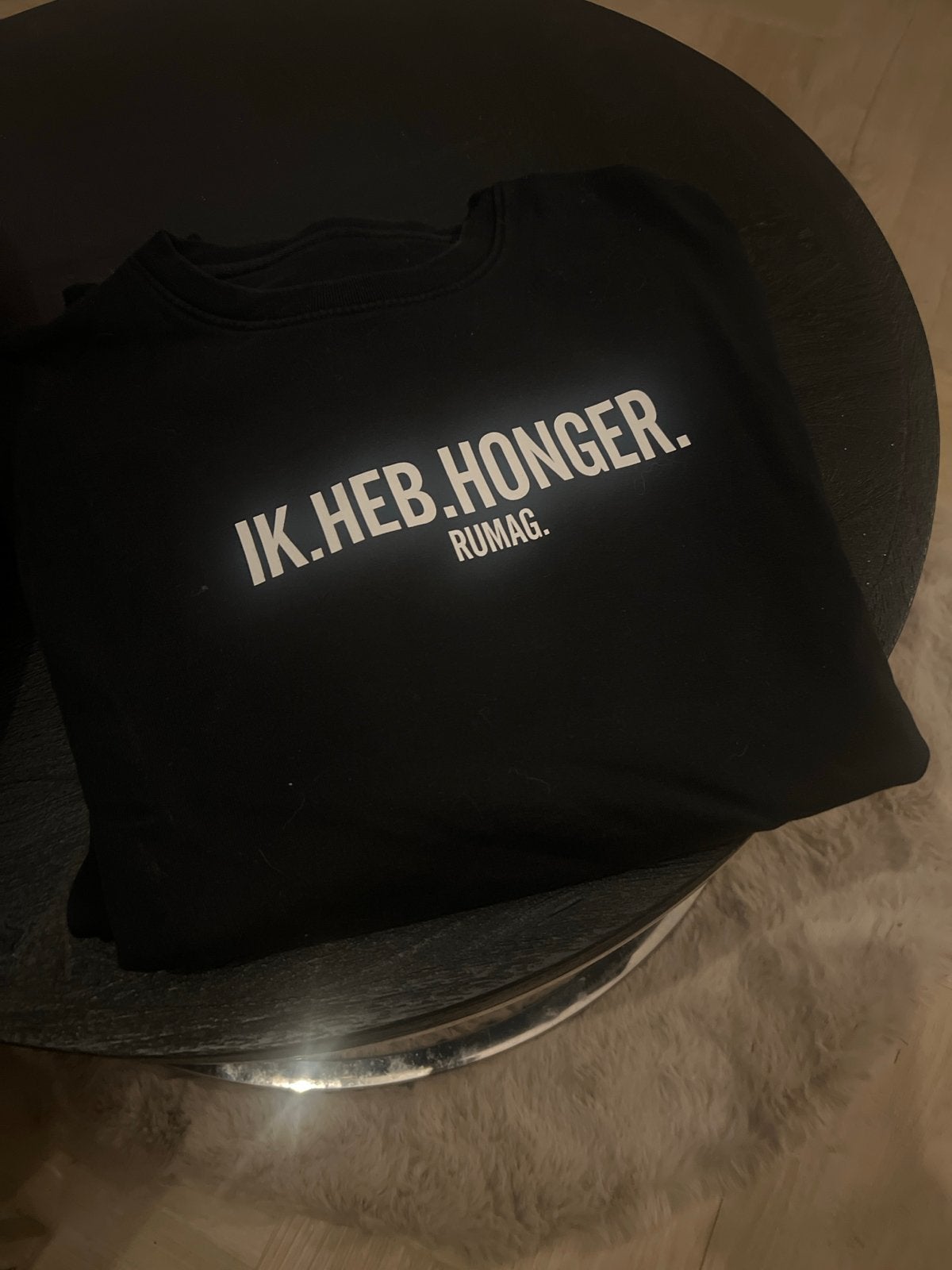 RUMAG Sweater 'IK.HEB.HONGER.' Maat M, Ophalen of Verzenden, Gedragen, Zwart
