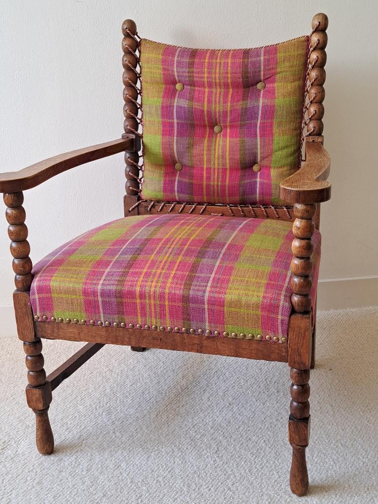 Antiek stoeltje gerestaureerd stof Designers Guild, Ophalen