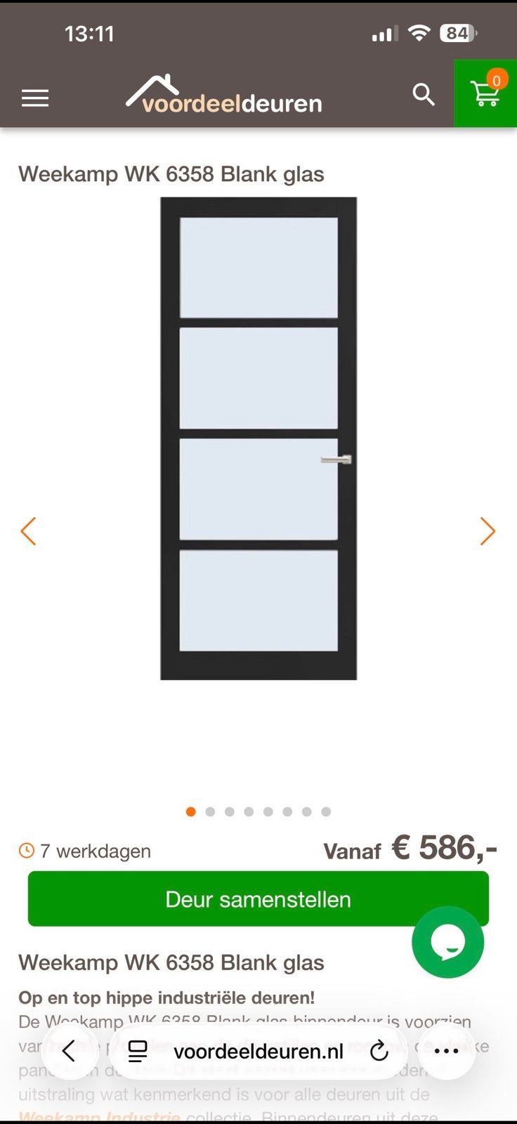 Nieuwe weekamp deur glas, Binnendeur, Ophalen of Verzenden, 200 tot 215 cm, Glas