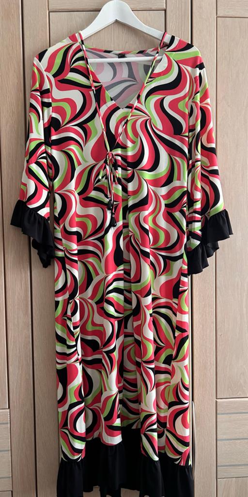 Yoek Maxi Jurk met Psychedelische Print, Kleding | Dames, Jurken, Ophalen, Overige kleuren, Maat 46/48 (XL) of groter, Zo goed als nieuw