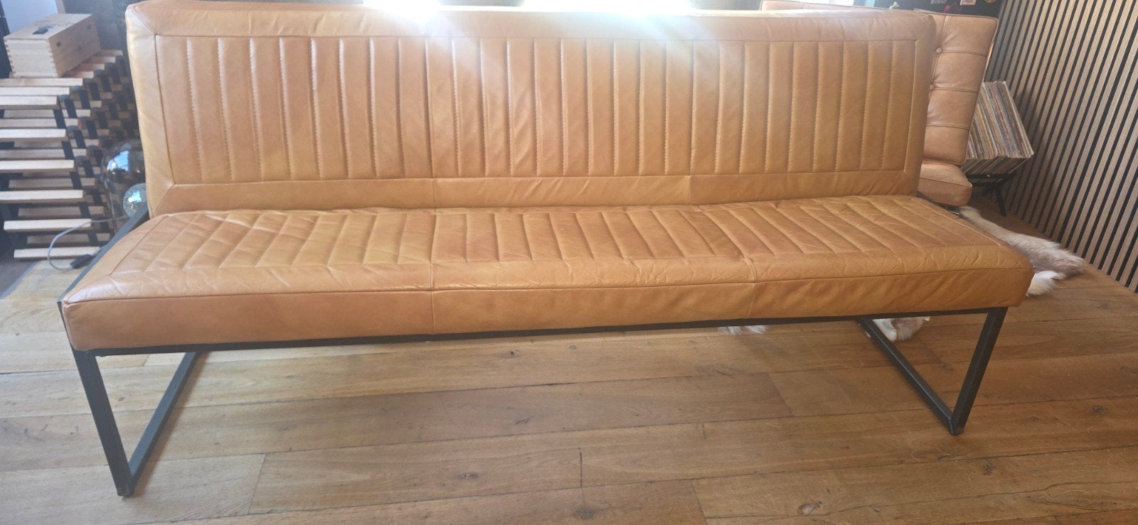 Mooi industrieel zitbankje L1,85xD60xH88, Ophalen of Verzenden, 75 tot 100 cm, Tweepersoons, Minder dan 150 cm