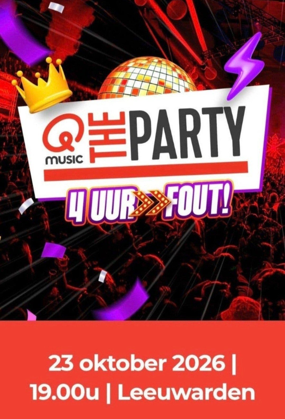 2 kaartjes voor Qmusic The Party Fout!, Twee personen, Oktober
