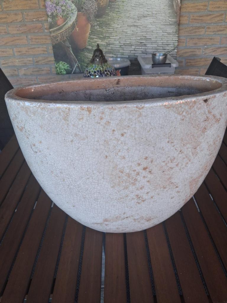 4st  Brynxz Bloempotten Beige met Bruine - 40x32 cm, Ophalen, Gebruikt, 40 cm of meer, Binnen
