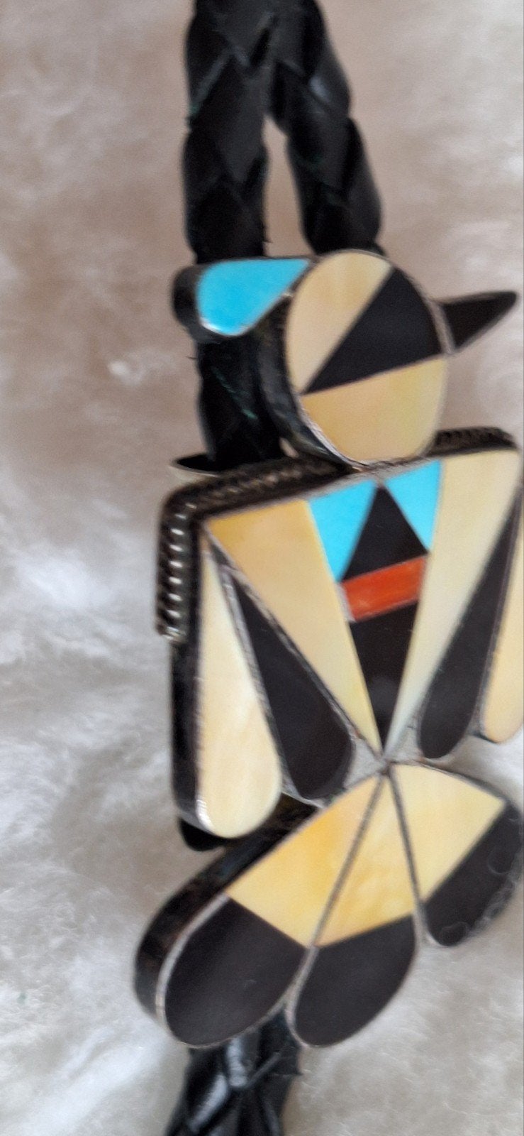 Nativ zuni thunderbold bolo tie vintage hanger speciaal, Ophalen of Verzenden, Zo goed als nieuw, Verstelbaar, Zilver