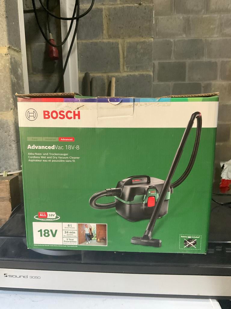 Nieuwe Bosch AdvancedVac 18V-8 Accu Nat-/Droogzuiger (zonder, Ophalen of Verzenden, Nieuw, Reservoir, Waterstofzuiger