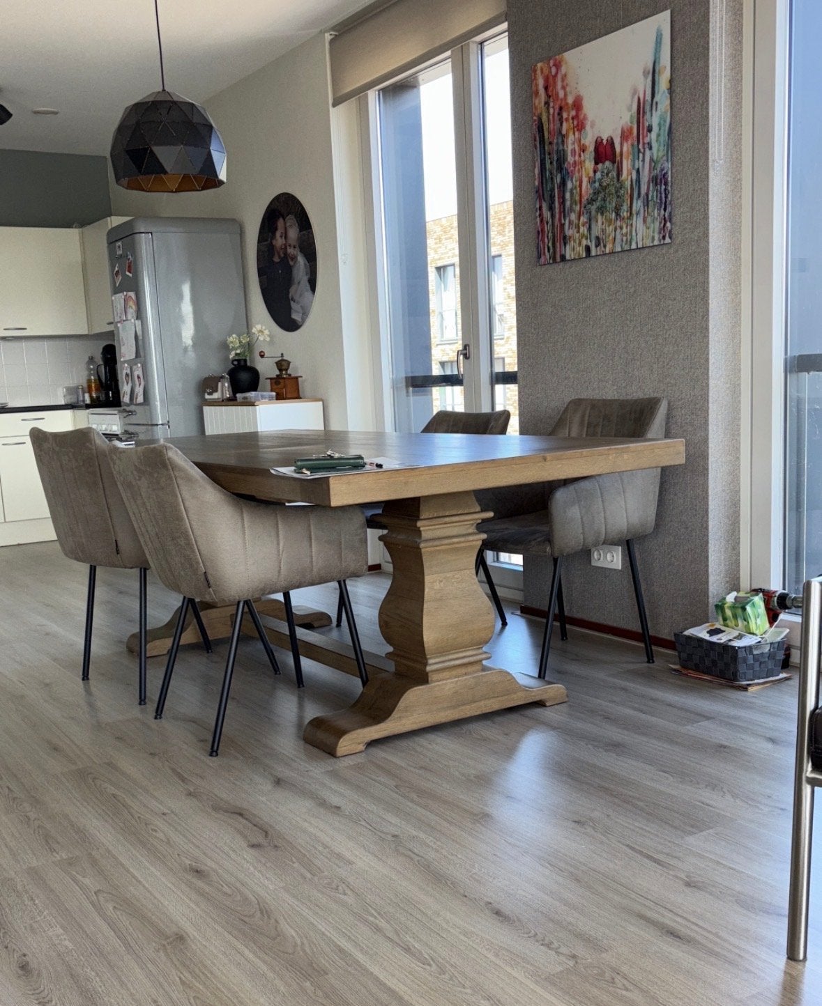 Massief eiken klooster tafel, 100 tot 150 cm, Eikenhout, 200 cm of meer, Ophalen of Verzenden
