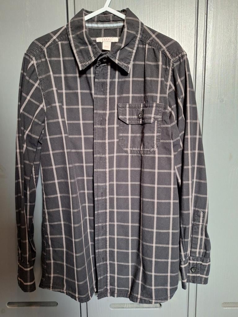 Zwart met grijs overhemd van Esprit. Maat 128/134., Ophalen of Verzenden, Esprit, Jongen, Overhemd of Blouse