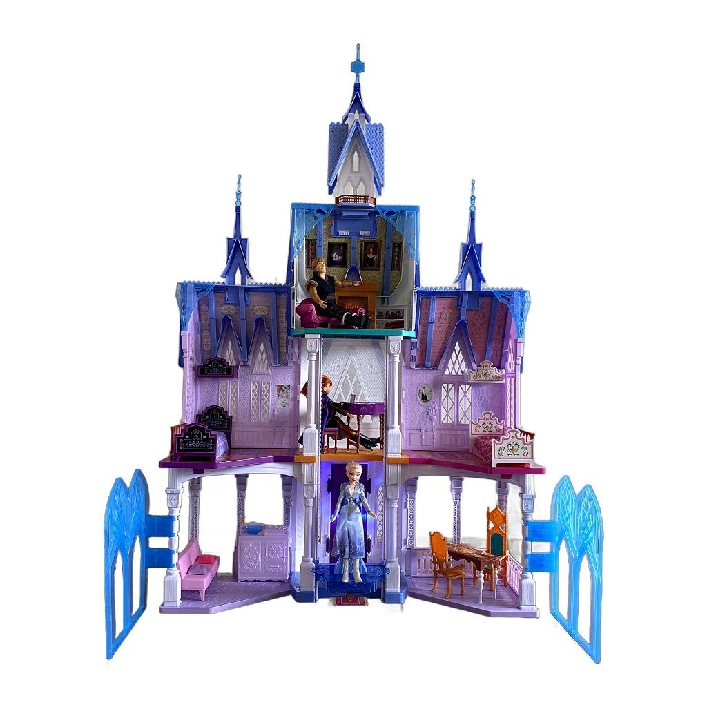 Disney Frozen 2 kasteel 152 cm + 3 poppen, licht werkt, Ophalen, Gebruikt, Poppenhuis