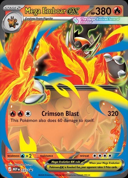 Mega Emboar Ex | Lenticular Promo Card | Pokémon, Ophalen of Verzenden, Nieuw
