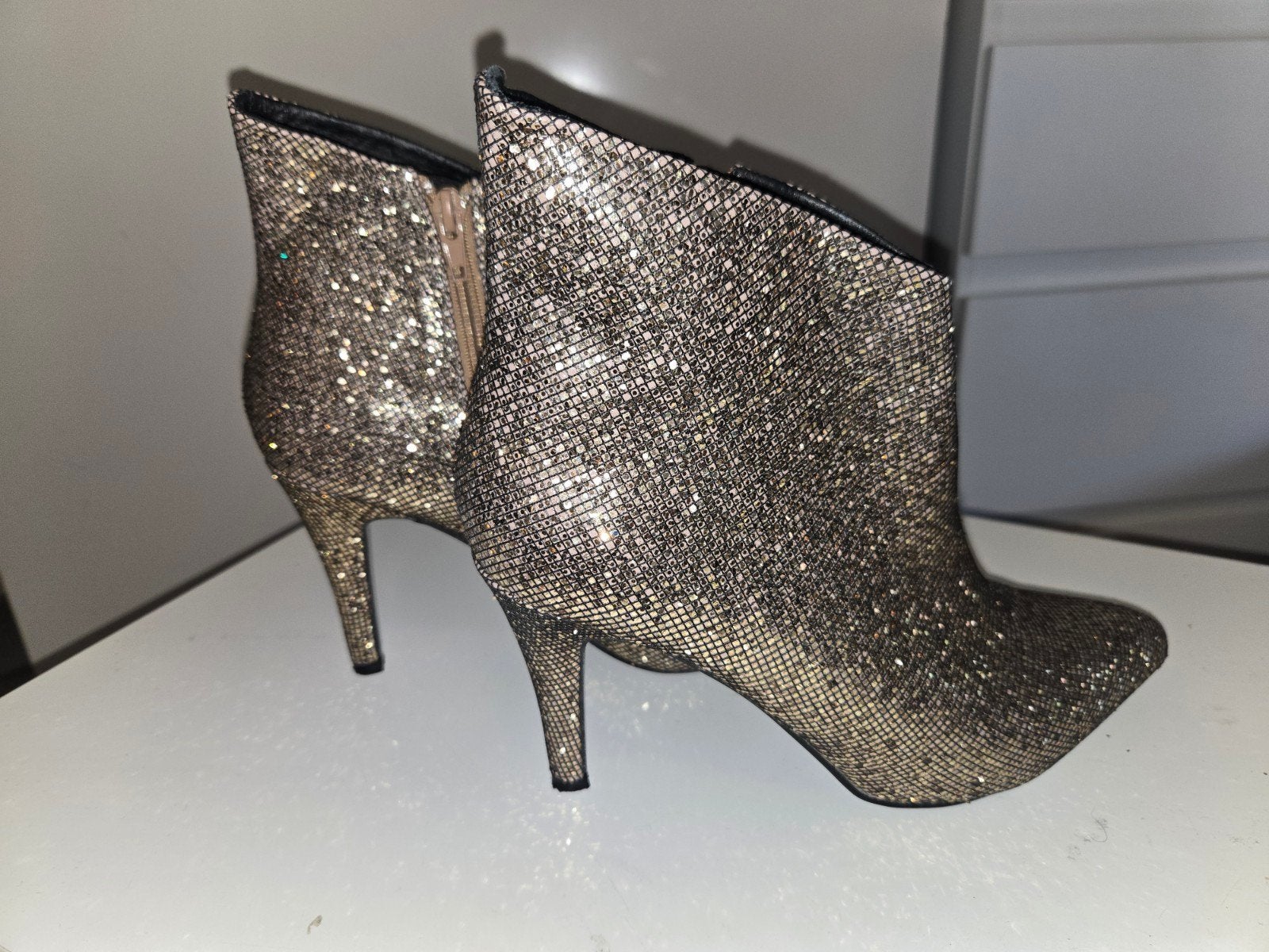 Manfield Gouden Glitter Enkellaarsjes Maat 39, Ophalen, Overige kleuren, Lage of Enkellaarzen, Manfield