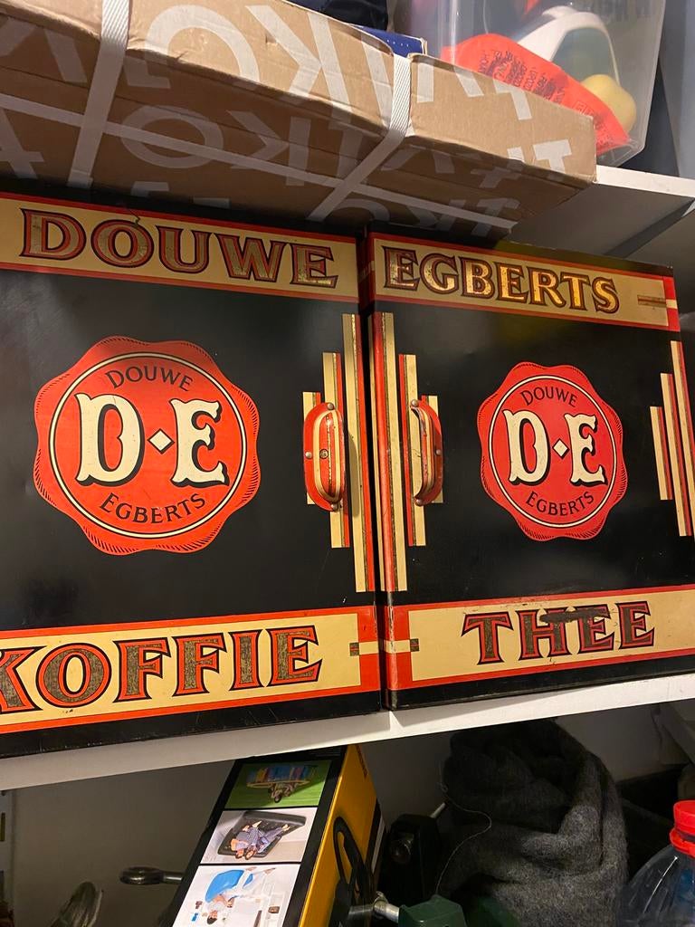 Gaaf vintage Douwe Egberts Winkelblik, Verzamelen, Blikken, Ophalen, Gebruikt, Koffie, Douwe Egberts