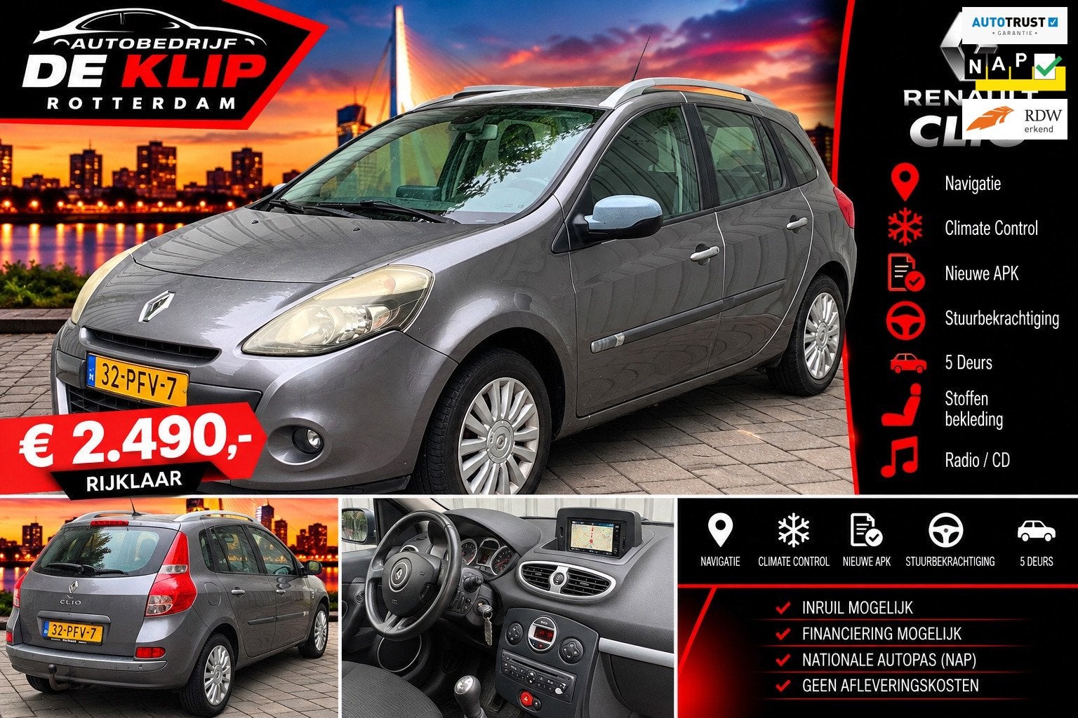 Renault Clio Estate 1.2 TCE Collection|Navigatie|Climate Con, Voorwielaandrijving, Gebruikt, Zwart, 4 cilinders