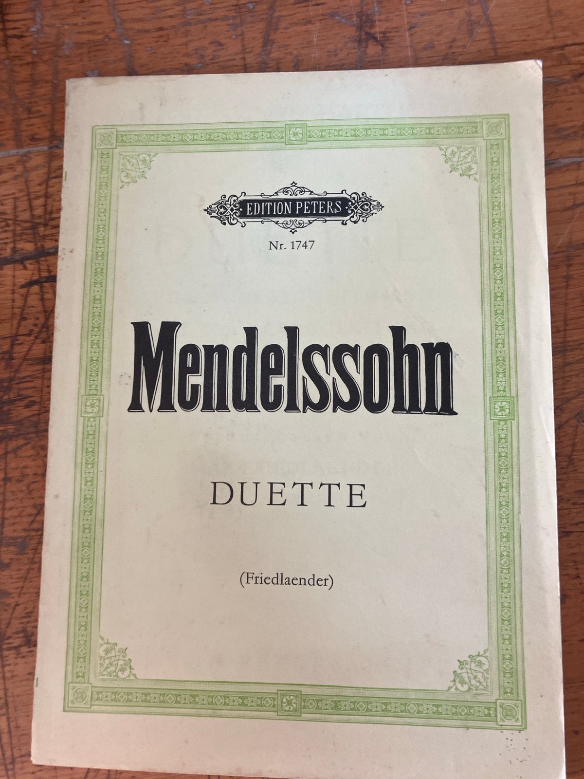 Mendelssohn Duette (Friedlaender) - Edition Peters Nr. 1747, Gebruikt, Klassiek, Zang, Ophalen of Verzenden