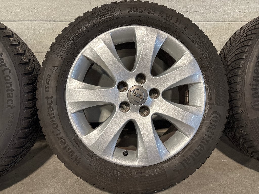 16" lm opel continental winterbanden st5 x 110 meriva,zafira, Ophalen, Gebruikt, 16 inch, Banden en Velgen