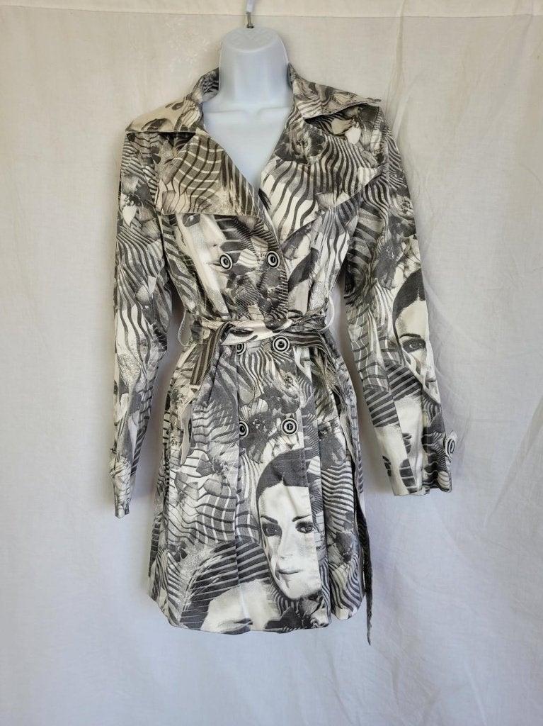 Hele gave zwart-grijze mantel, gezichten, mt L Quality Wear, ., Maat 42/44 (L), Ophalen of Verzenden, Zo goed als nieuw