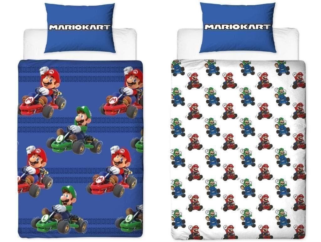 Super Mario Dekbedovertrek 140 x 200 - Dubbelzijdig, Blauw, Nieuw, Wasbaar, Ophalen of Verzenden