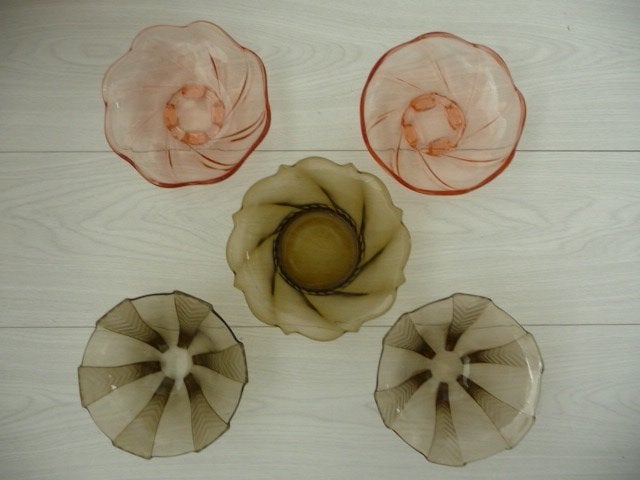 5 oude glazen schaaltjes- Engels glaswerk, Antiek en Kunst, Ophalen of Verzenden