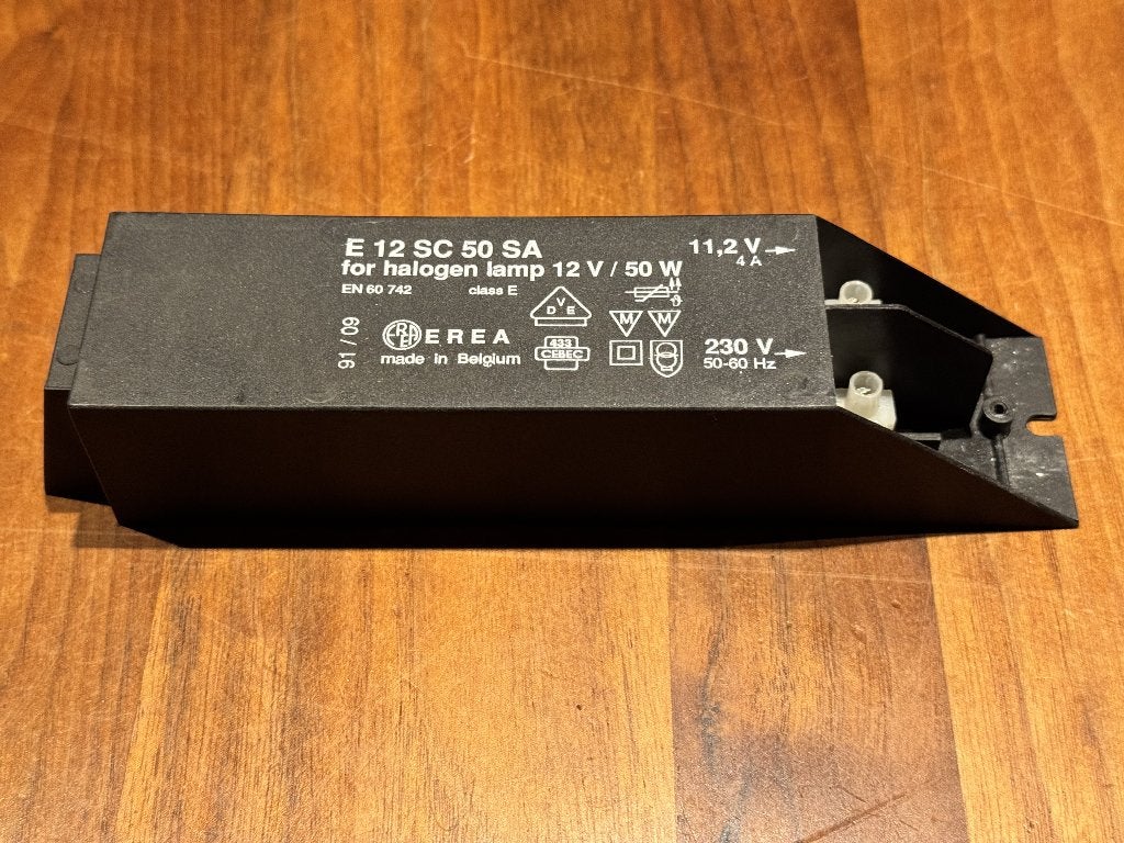 5x Erea E 12 SC 50 SA Halogeenlamp Transformator 12V/50W, Ophalen of Verzenden, Zo goed als nieuw, Overige merken, Omvormer