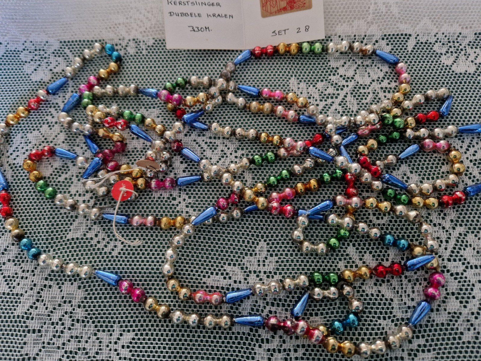 antieke oude kerstslinger 3.30m. set 28, Verzenden