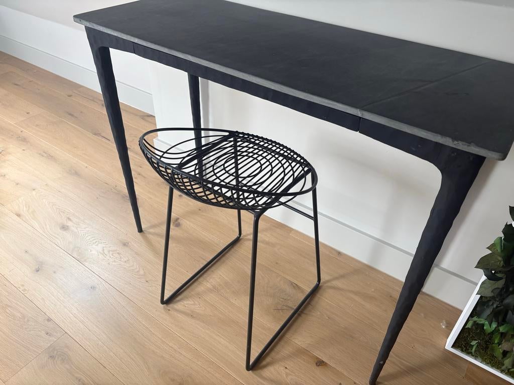 Dutchbone marmeren sidetable met krukje, Ophalen, Overige materialen, Gebruikt, 50 tot 100 cm