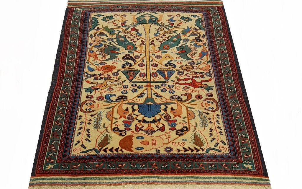 Perzisch tapijt Gonbad 122 x 102 Kleed/Kelim/Oosterse/Loper, Www.simatapijten.nl, Beige, Ophalen of Verzenden, Info@simatapijten.nl
