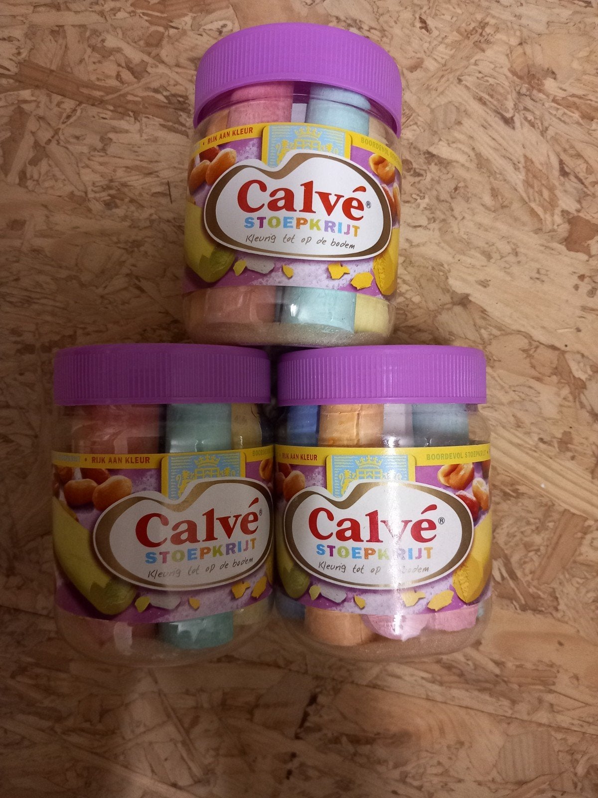 Calvé Stoepkrijt - Kleurrijk plezier voor buiten (3 potten), Ophalen of Verzenden, Nieuw, Jongen of Meisje