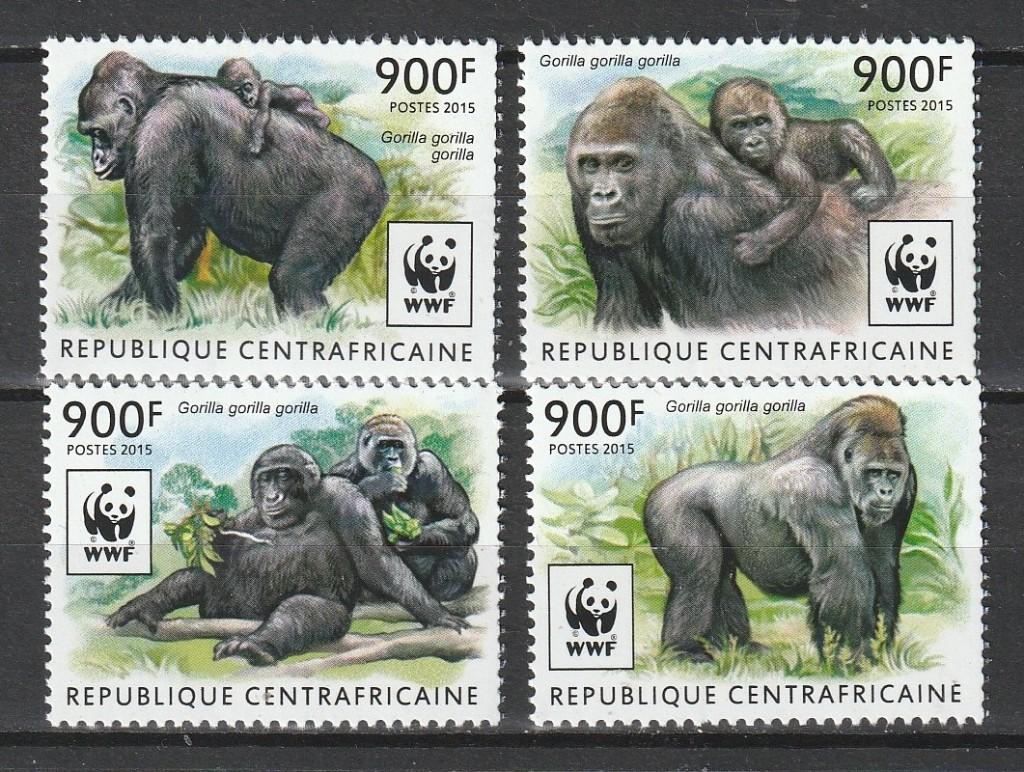 WWF = APEN-GORILLA = sv4st Centr.AFRICA-W073, Postzegels en Munten, Postzegels | Thematische zegels, Postfris, Dier of Natuur