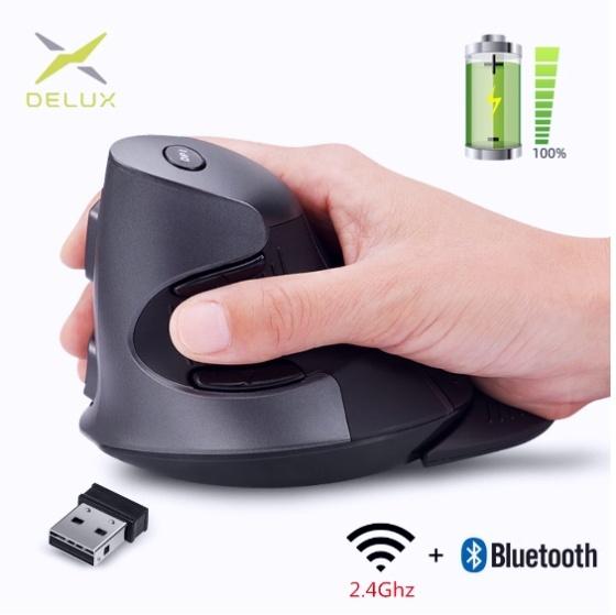 Delux 4000 DPI oplaadbare verticale draadloze muis, Computers en Software, Muizen, Rechtshandig, Muis, Ergonomisch, Nieuw