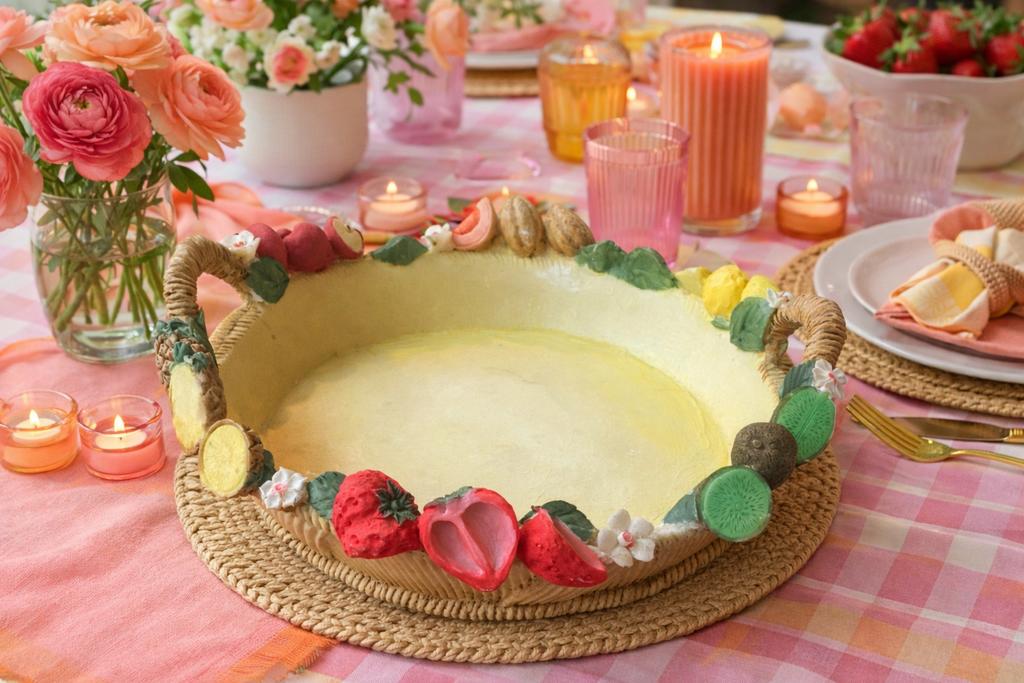 Vintage Keramieken Fruitschaal met Fruitdecor en Handgrepen, Antiek en Kunst, Antiek | Keramiek en Aardewerk, Ophalen of Verzenden