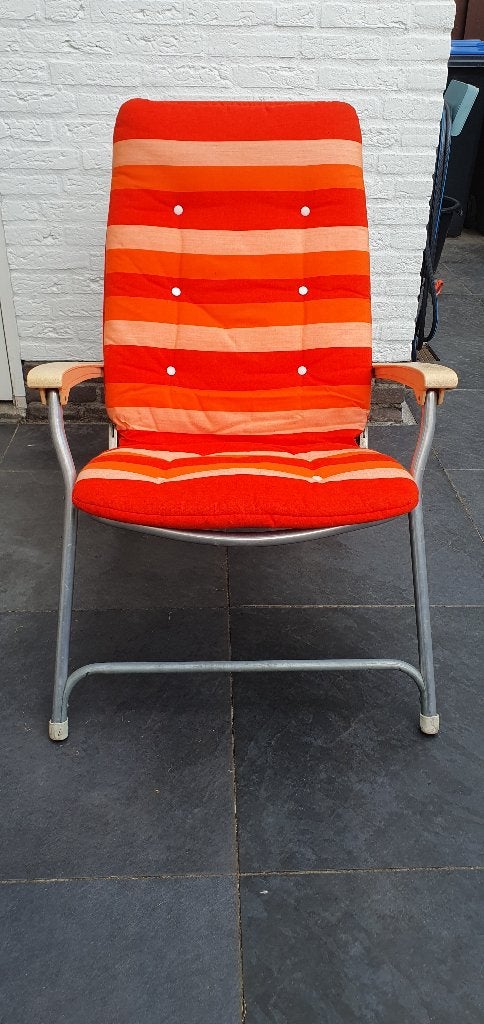 Tuinstoel (retro-model), Ophalen, Gebruikt, Metaal, Verstelbaar