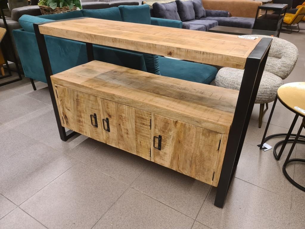 Nieuwe dressoir britt 135x80x45cm mangohout metaal €275, Ophalen, 100 tot 150 cm, ., Nieuw