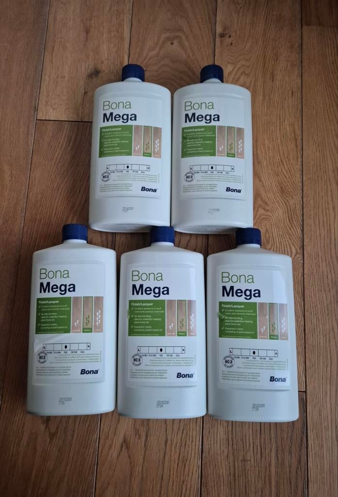 Bona Mega finish parket lak/lacquer - Medium - Matt 5x1L, Ophalen, Overige kleuren, 5 tot 10 liter, Nieuw