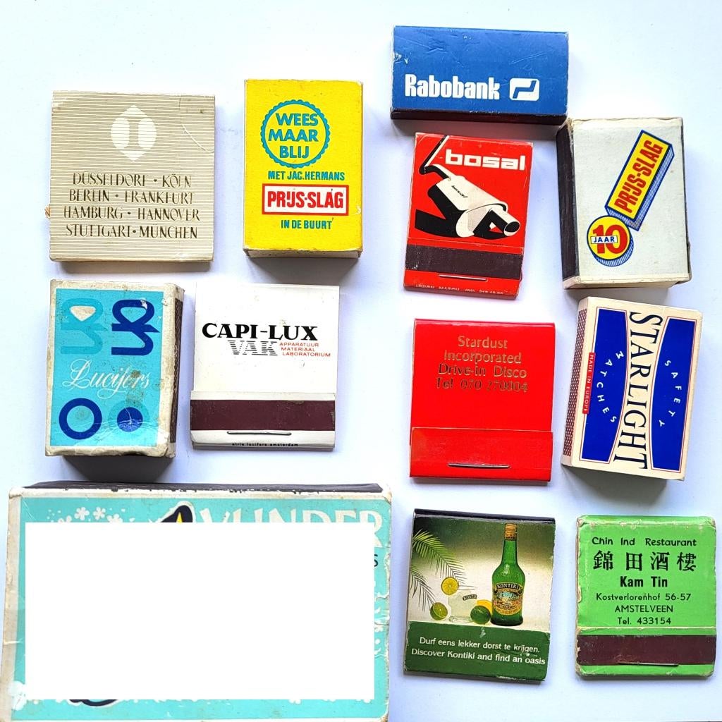 Vintage lucifers, Asbakken, Sigaren Blik Retro Nostalgisch, Verzamelen, Rookartikelen, Aanstekers en Luciferdoosjes, Gebruikt