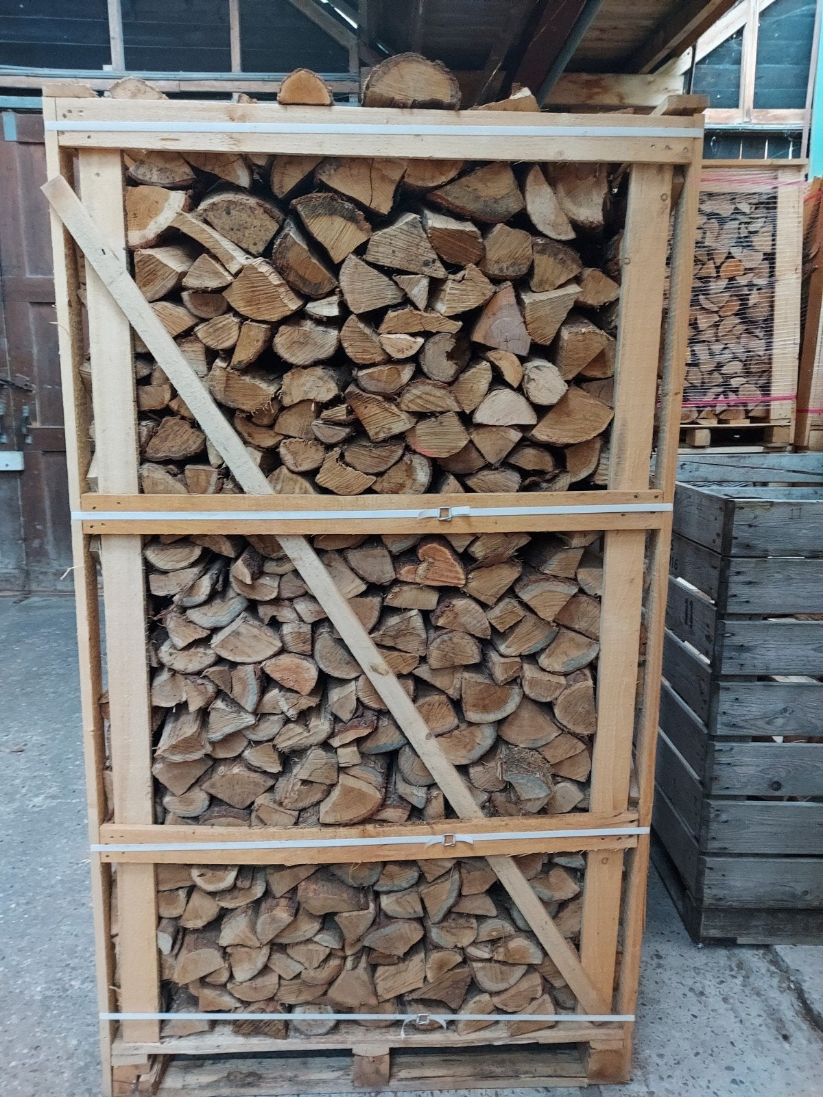 Grote kratten eiken haardhout 25cm + gratis aanmaakhout., Minder dan 3 m³, Ophalen