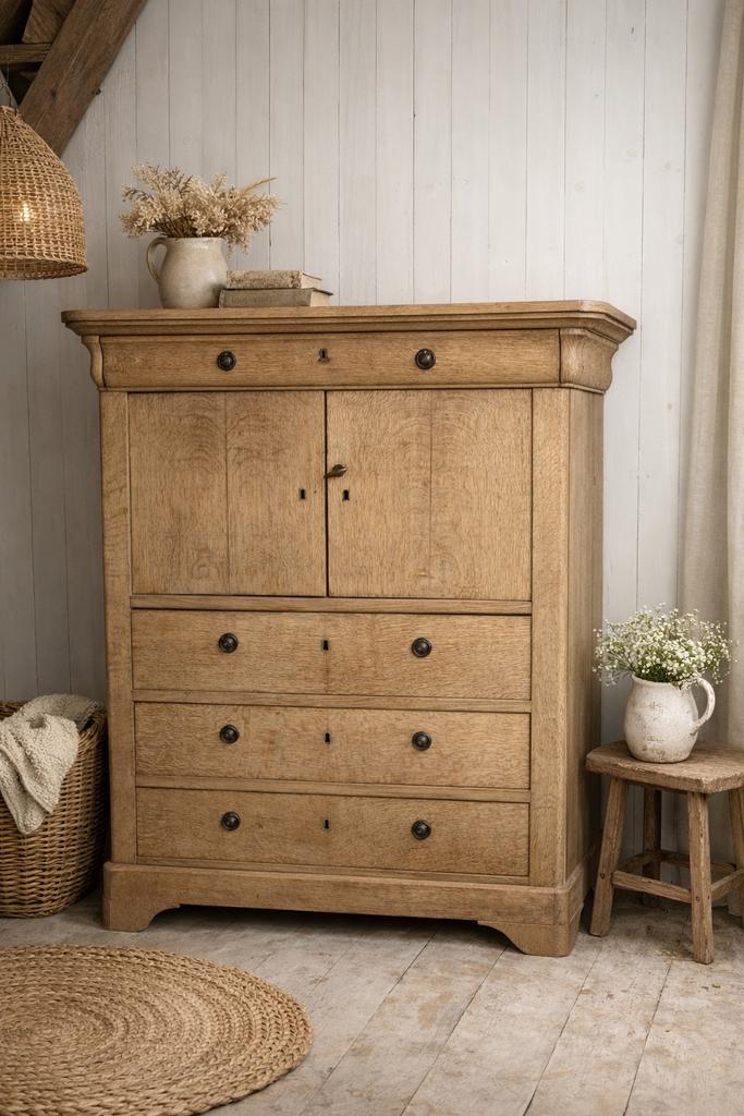 Antieke eiken kast, landelijk/brocante dressoir ladekast, Ophalen