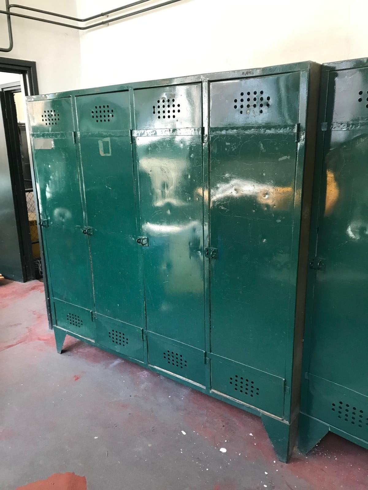 Vintage groene metalen lockerkast - Industriële stijl, Ophalen, Gebruikt, Industrieel