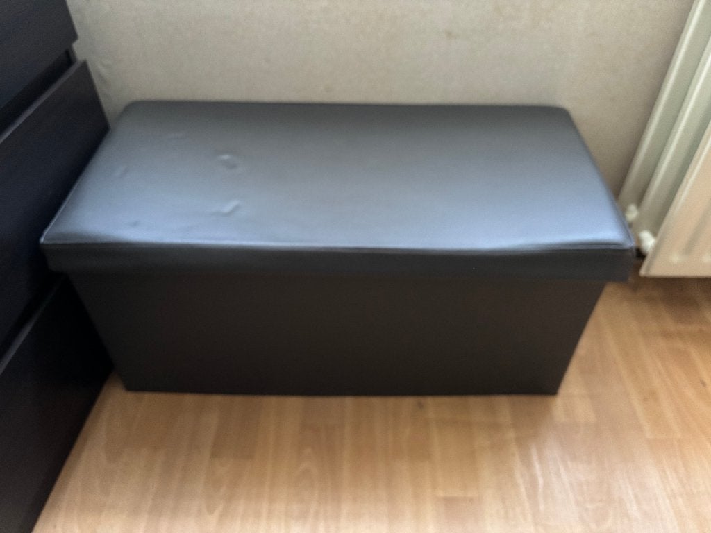 grijs kunstledere opbergbankje, Ophalen, Overige materialen, Gebruikt, Minder dan 50 cm
