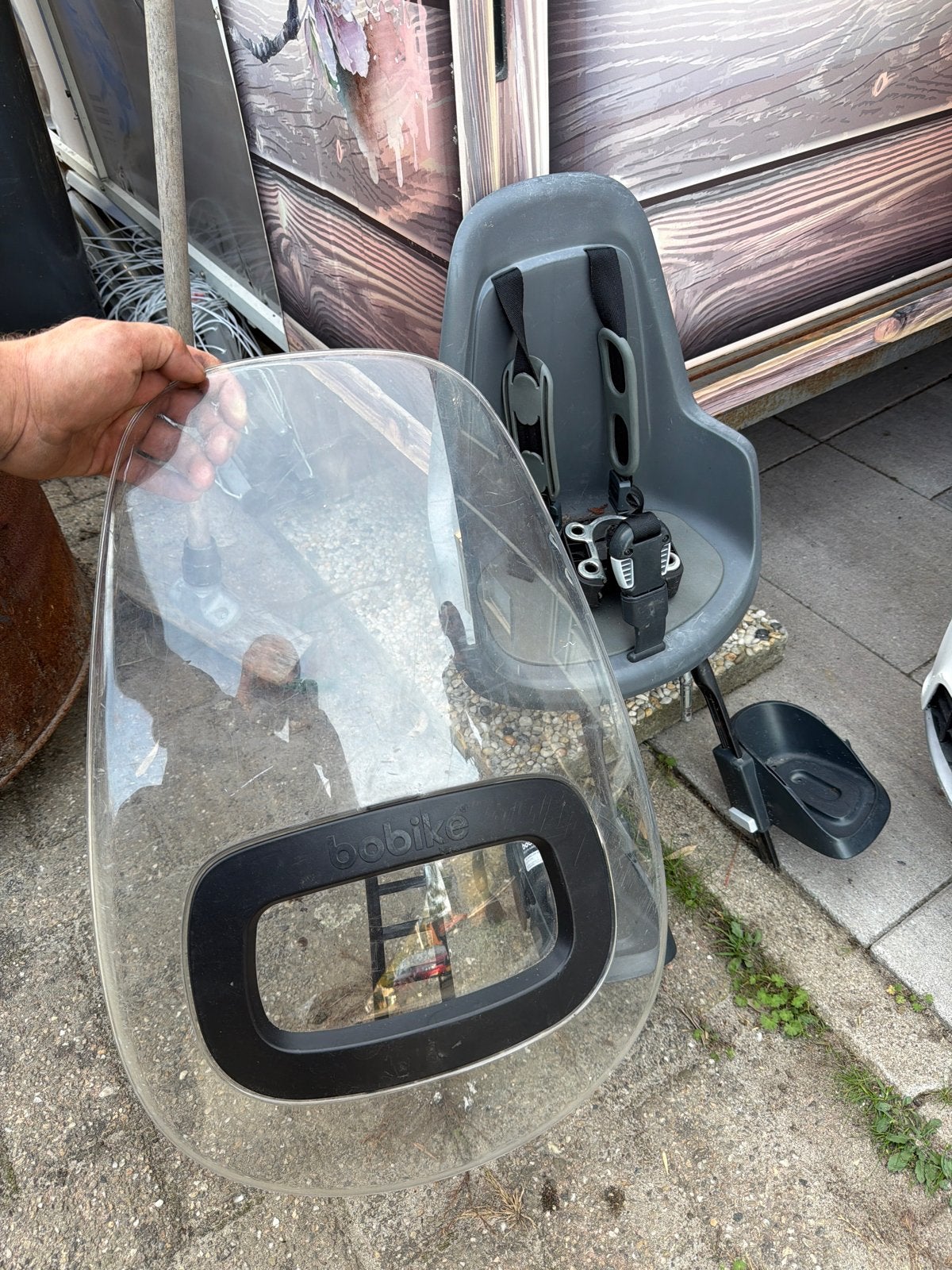 Bobike voorzitje met windscherm, Fietsen en Brommers, Ophalen of Verzenden, Gebruikt, 0 t/m 13 kg, Voorzitje