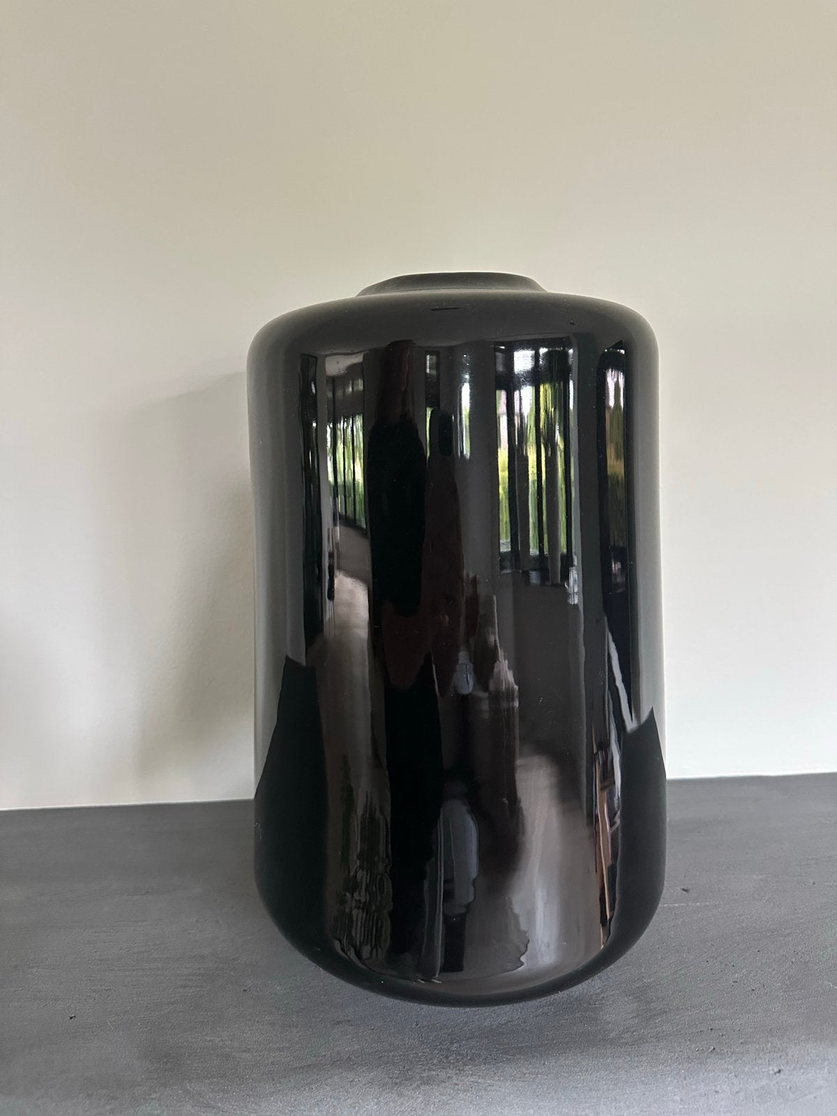 Moderne Zwarte Glazen Vaas - Strak Design, Antiek en Kunst, Ophalen