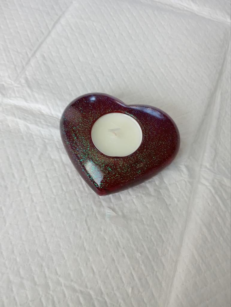 Waxinelichthouder van epoxy hart, Ophalen of Verzenden, Nieuw, Overige materialen, Minder dan 25 cm
