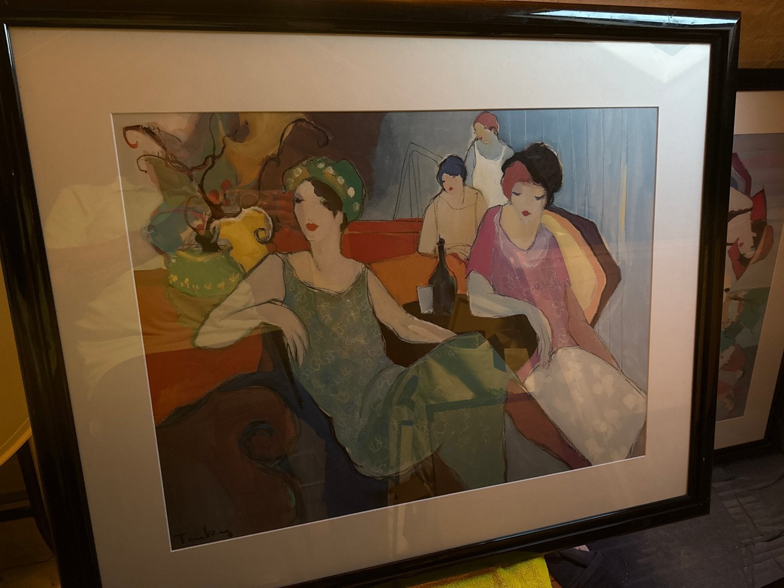 Kleurrijke print van Tarkay, 'Vrouwen in Café', Antiek en Kunst, Portret of Personen, Impressionistisch, Ophalen of Verzenden