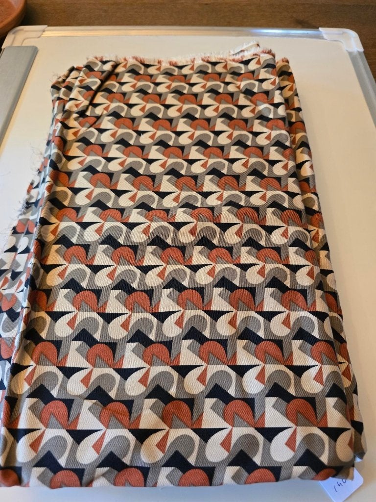 viscose retro bruin/beige (109), Overige materialen, 120 cm of meer, Beige, Nieuw