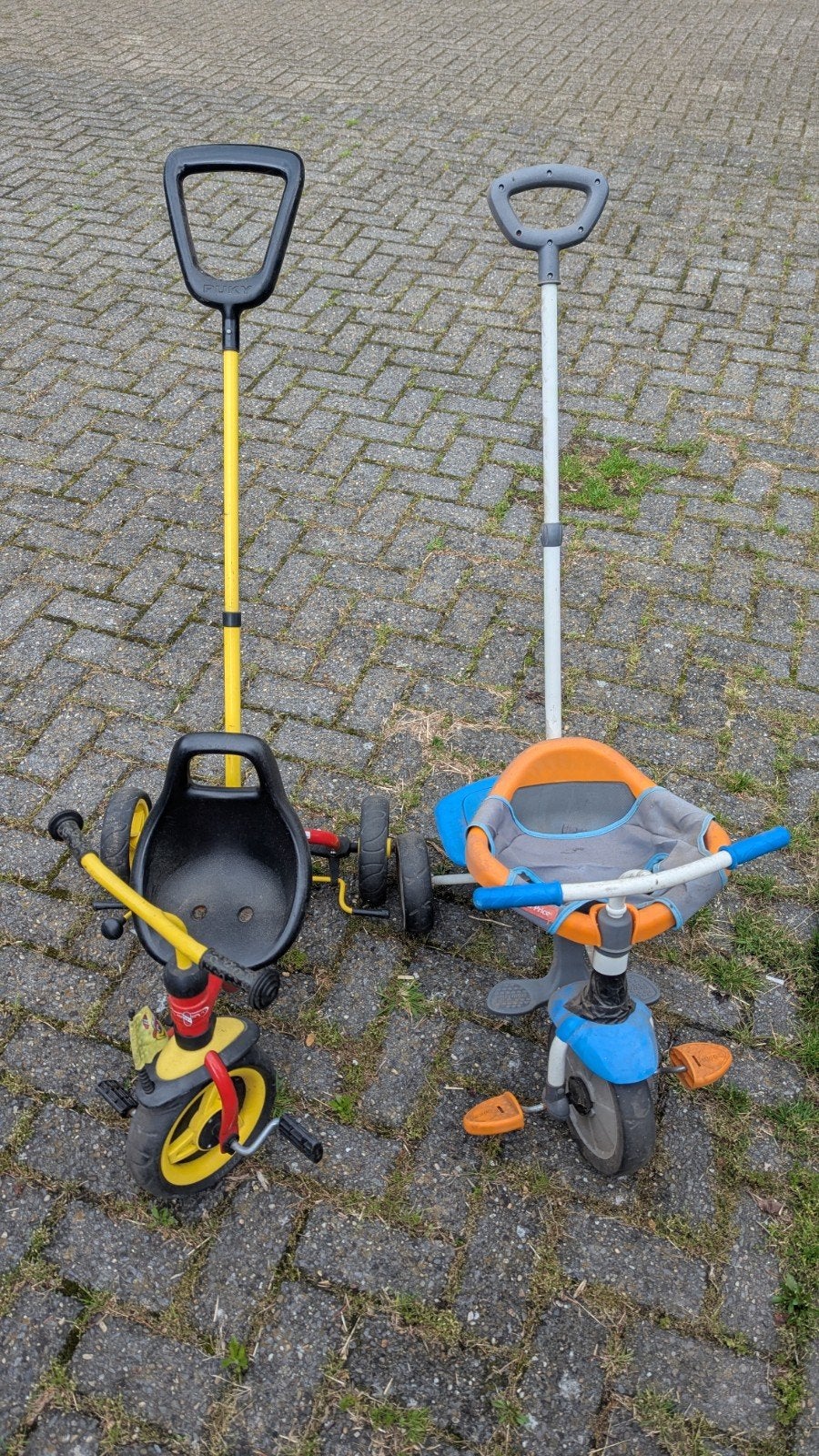 2x fietsjes, Ophalen, Gebruikt, Duwstang