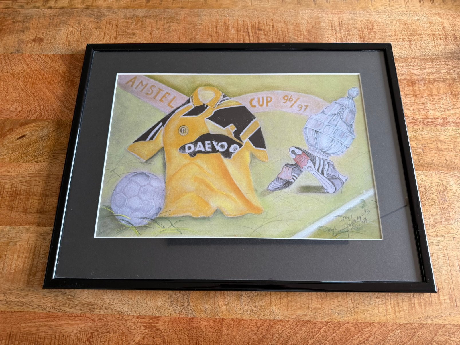 Ingelijste tekening Amstel Cup seizoen 1996/1997 Roda JC, Antiek en Kunst, Ophalen
