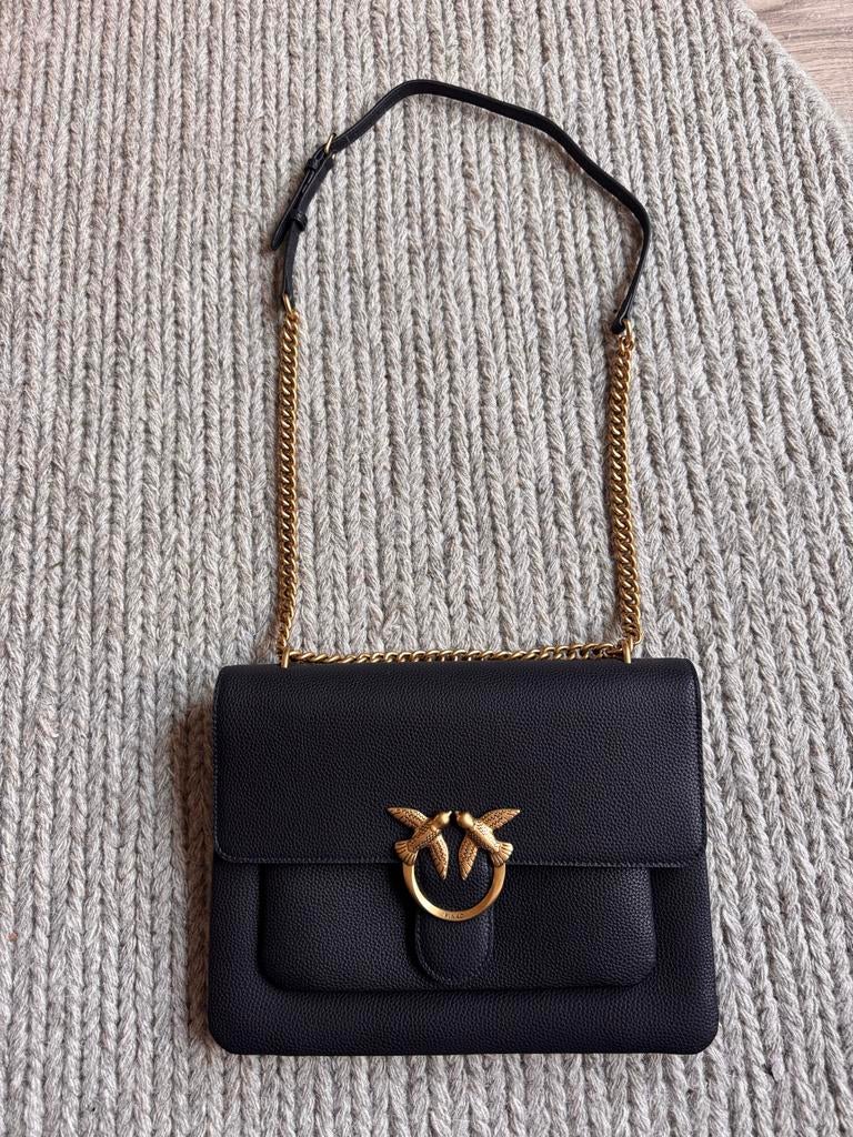 Nieuwe Pinko tas - Zwart met gouden details, Sieraden, Tassen en Uiterlijk, Ophalen of Verzenden, Nieuw, Zwart, Schoudertasje