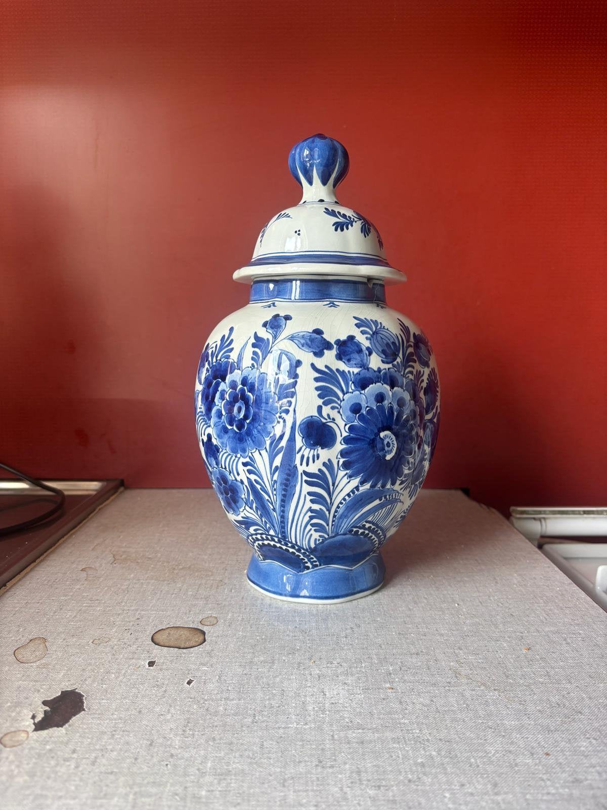 Delfts blauwe dekselvaas, Antiek en Kunst, Antiek | Keramiek en Aardewerk, Ophalen