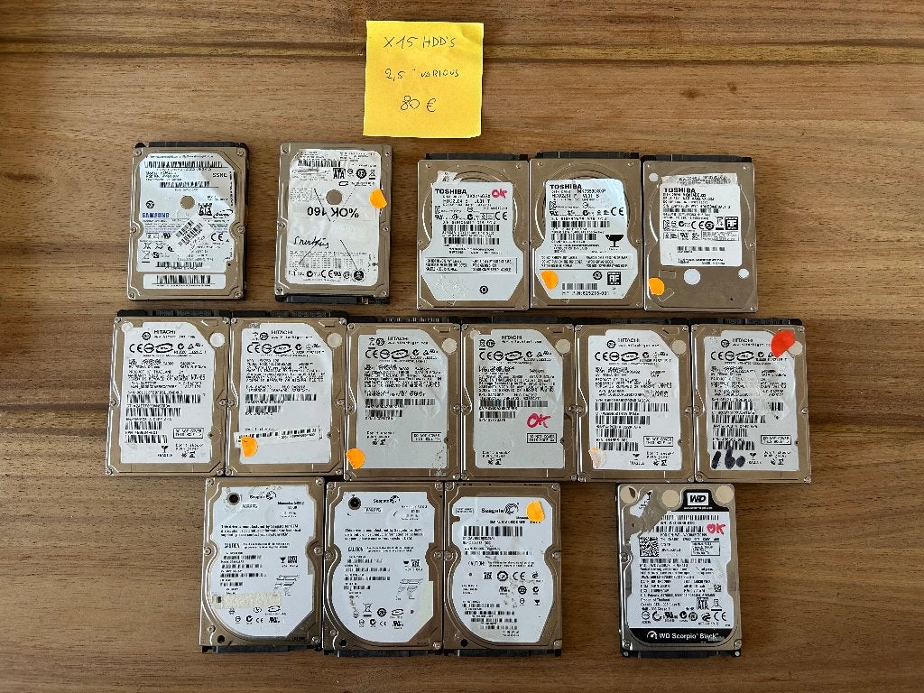 15 x HDD 2.5" Hard Drive Various Brands, Computers en Software, Gebruikt, Ophalen of Verzenden, Desktop, Extern