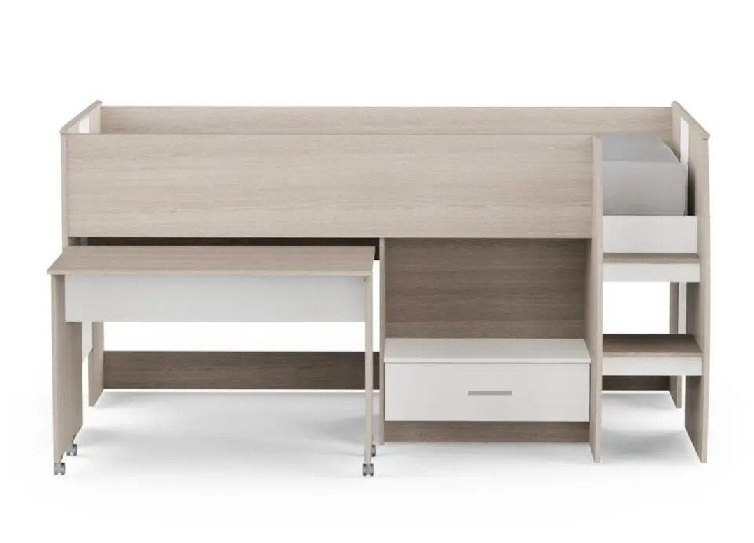 Kinderbed halfhoogslaper met bureau en opberglade, Ophalen, 85 tot 100 cm, Gebruikt, Hoogslaper of Stapelbed